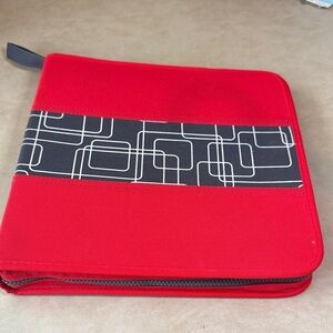 IKEA Red and Black Geometric Patterned CD Organizer